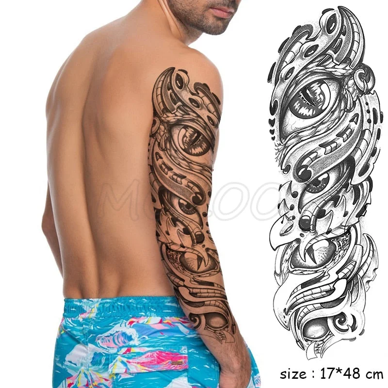 Waterproof Temporary Tattoo Sticker Full Arm Large Virgin Cross Tatoo Stickers Flash Fake Tattoos for Men Women