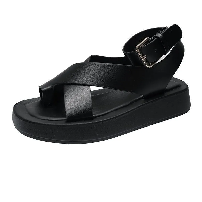 INS HOT Women's Sandals 2022 Summer Solid Color Comfortable Female Beach Shoes Chunky Sandals For Woman Non-Slip Shoe