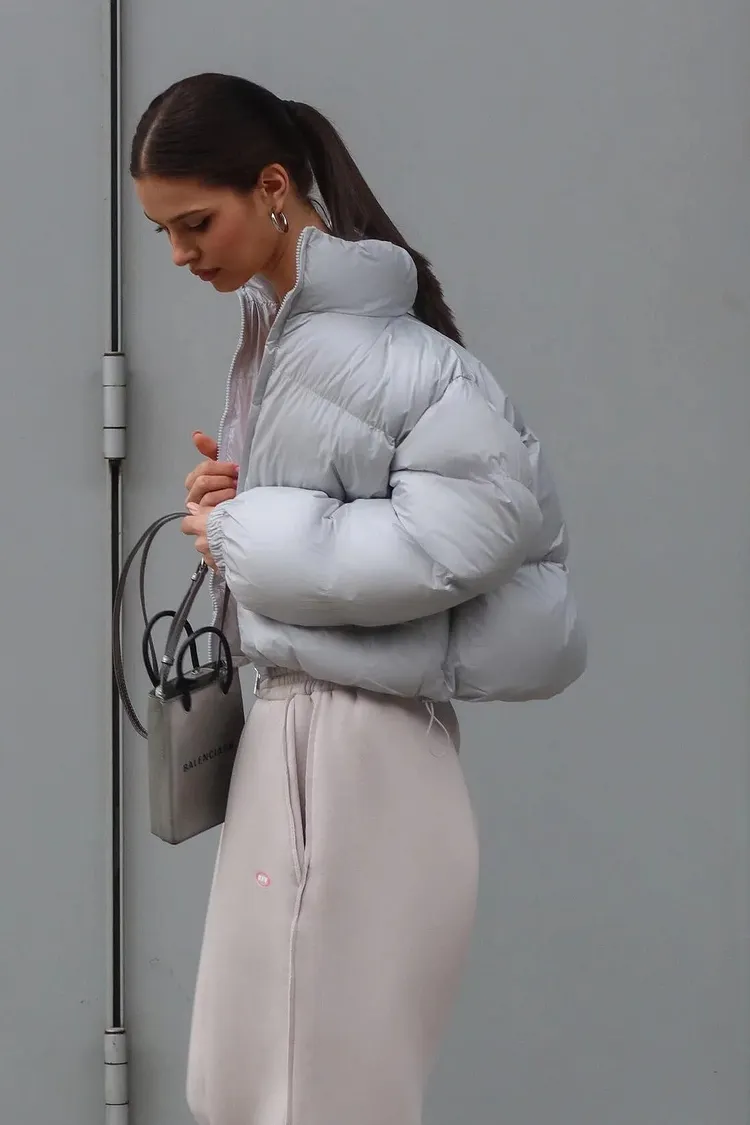 Essential Cropped Puffy Puffer Jacket