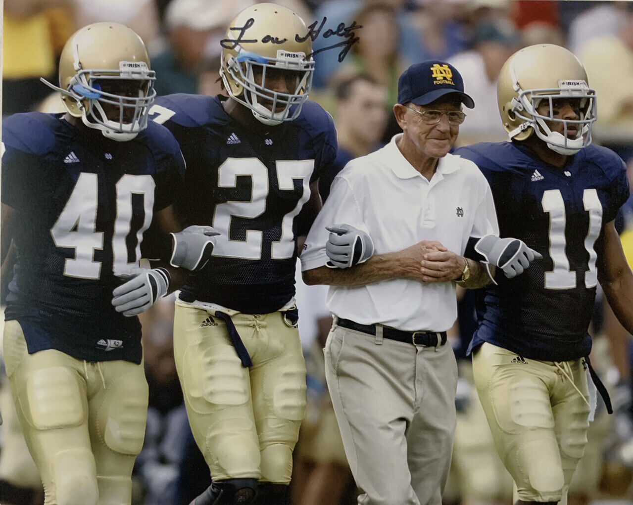 LOU HOLTZ HAND SIGNED 8x10 Photo Poster painting NOTRE DAME FOOTBALL COACH RARE AUTHENTIC AUTO