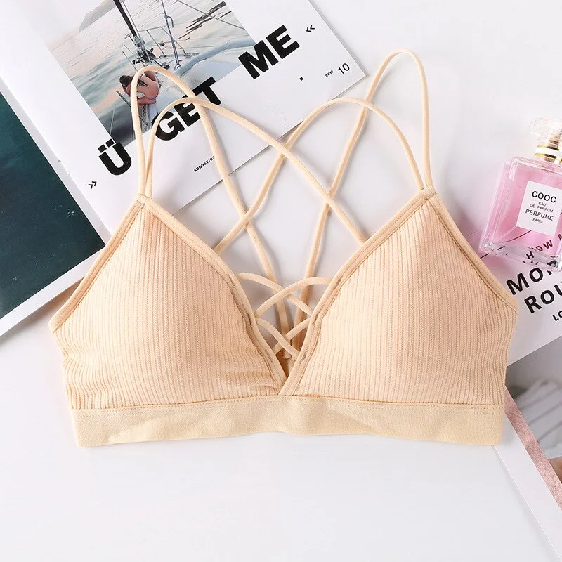 Sexy elastic rally bra push chest bra summer anti-glare Korean version wild steel tube bra sexy no steel ring bra