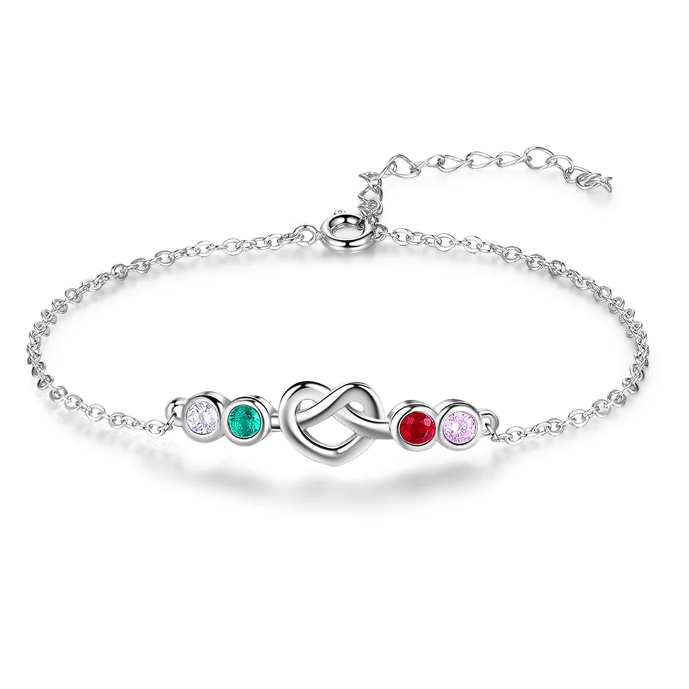 4 Geburtssteine Herz Armband b4 Kettenmachen