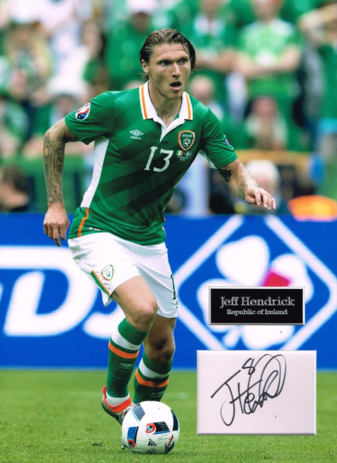 Jeff HENDRICK SIGNED Autograph 16x12 Photo Poster painting Mount AFTAL COA Republic of Ireland