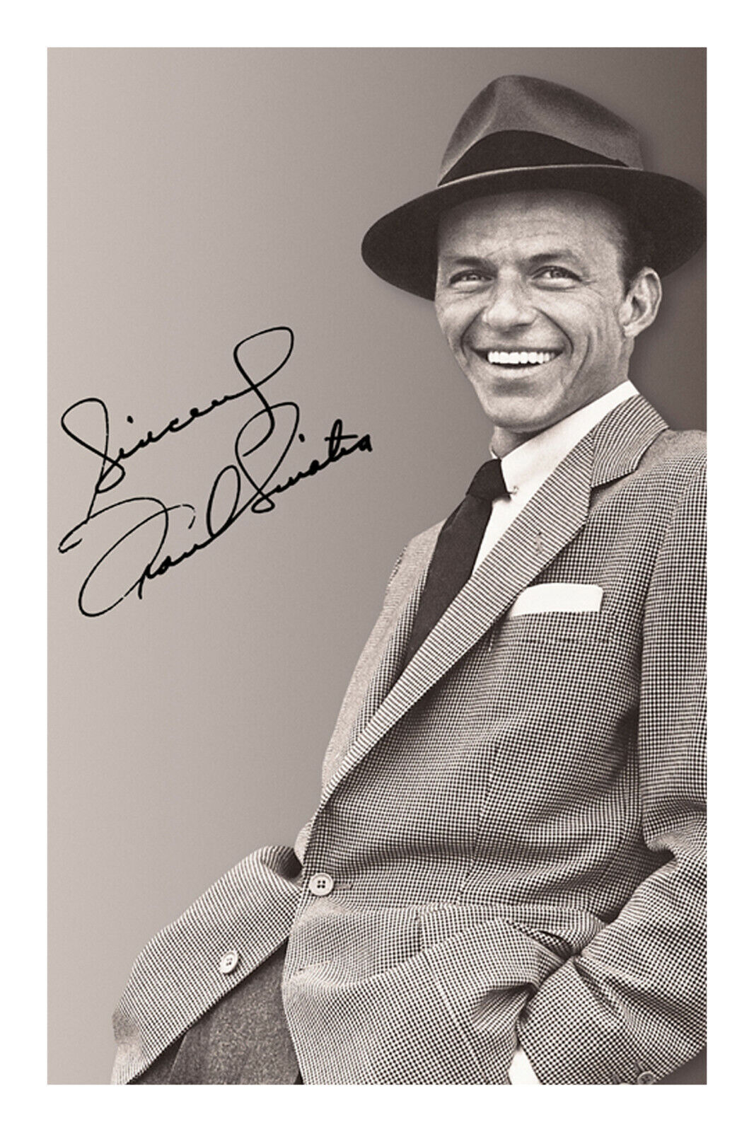 Frank Sinatra Signed A4 Photo Poster painting Print Autograph Music