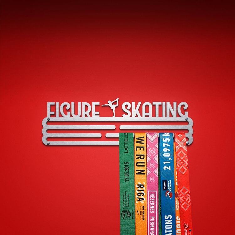 FIGURE SKATING Medal Hanger Display – Brushed Stainless Steel – Medium / 300mm / 30 Medals