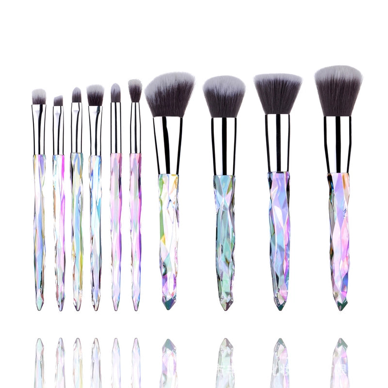 Minimalist Pink Purple Blue Arylic Artificial Fiber Acrylic Handle Makeup Brushes 1 Set