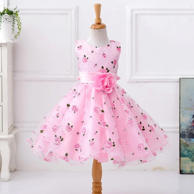 2022 Summer Bridesmaid Flower Girls Dress Princess Kids Dresses For Girl Wedding Party Evening Dress Children Clothing 3 10 Year