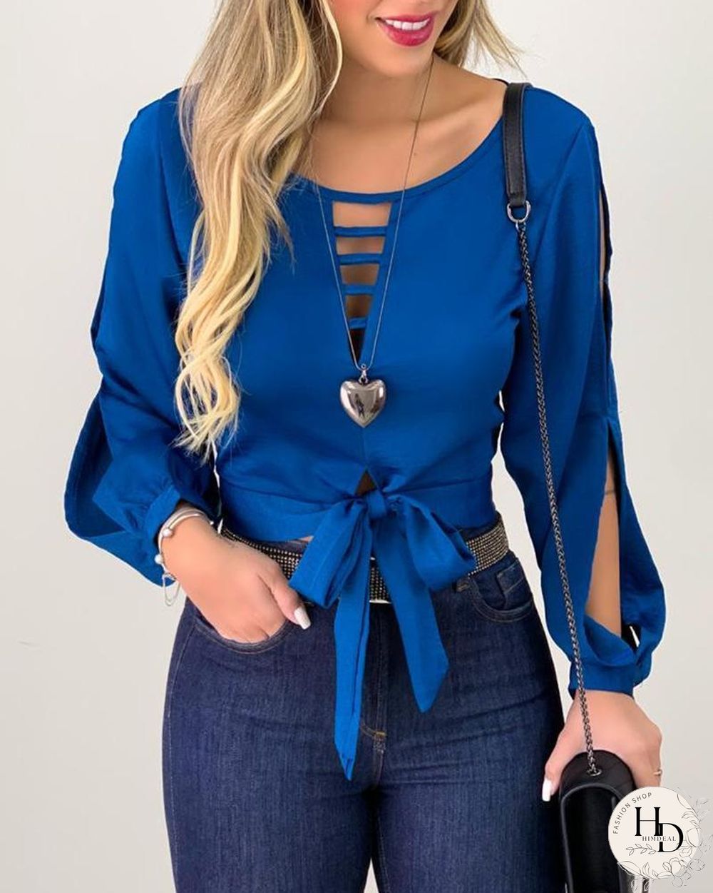 Tie Front Cut Out Top P15962