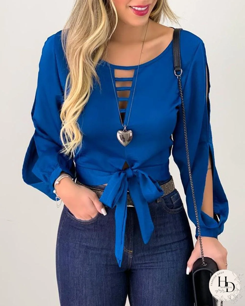 Tie Front Cut Out Top P15962