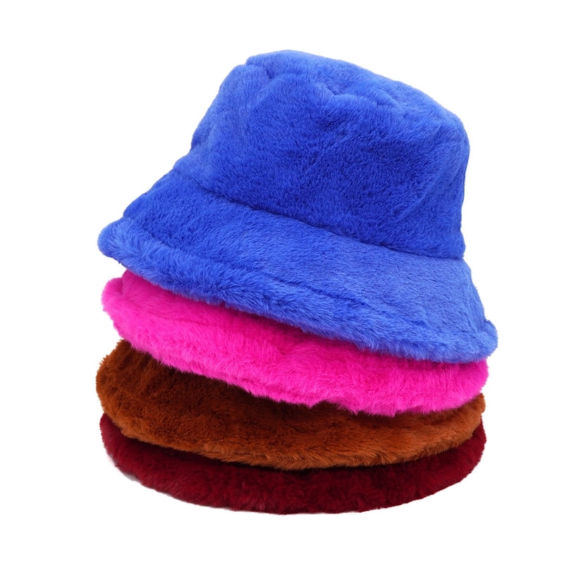 Autumn And Winter Hat Women’s New Rabbit Velvet Fisherman Hat Solid Color Candy Color Warm Thick Plush Basin Hat Japanese Fashion