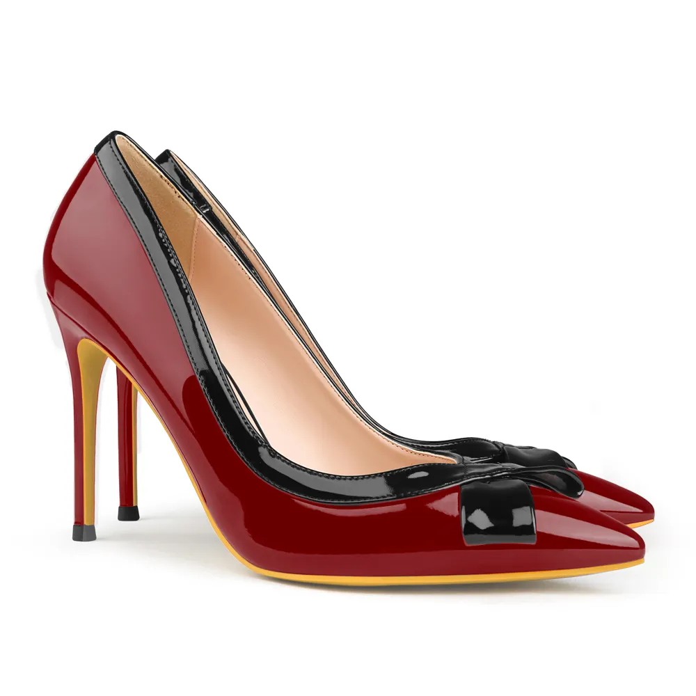 100mm Bow Fashion High Heels Sexy Prom Mixed Color  Stiletto Heels-vocosishoes