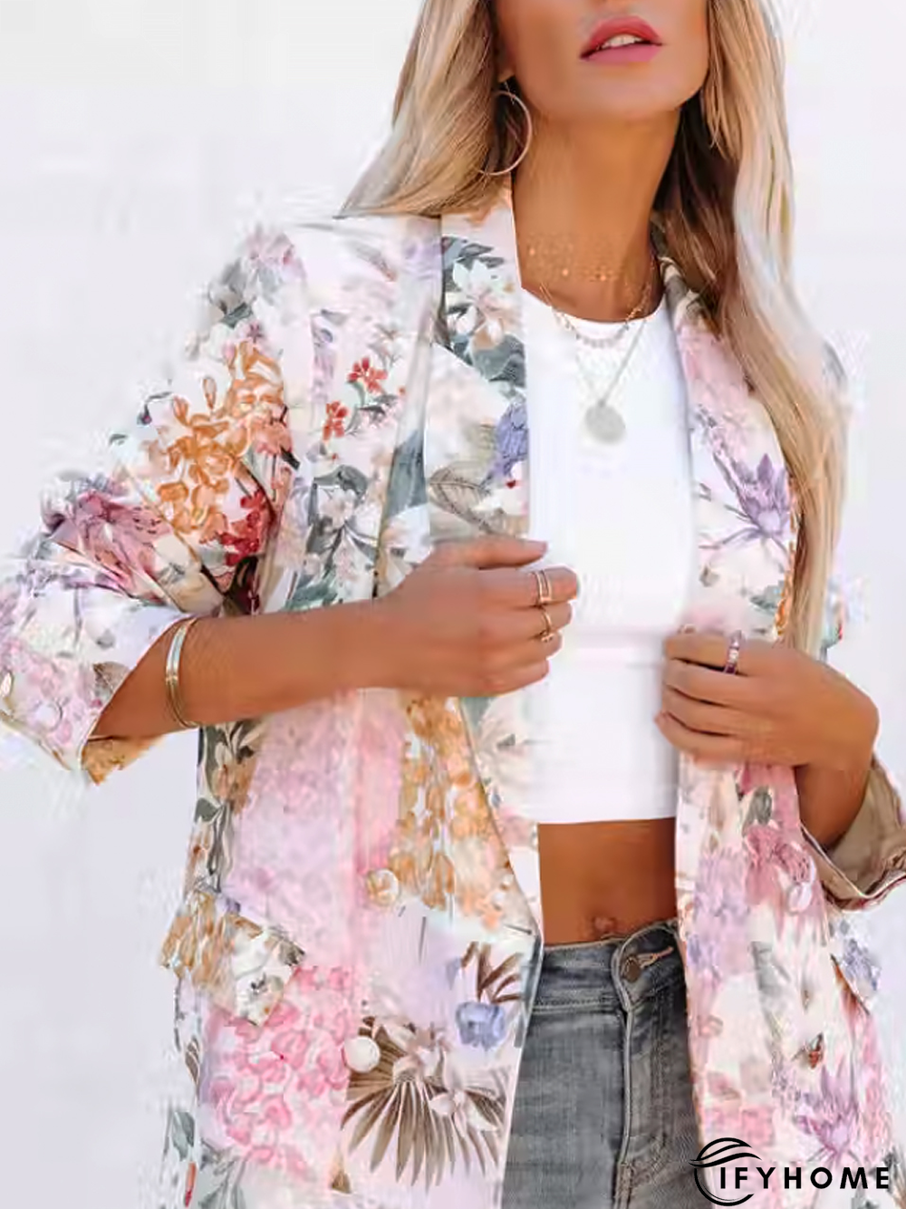 Casual Floral Autumn Natural Best Sell Long sleeve Regular H-Line Regular Blazer for Women | IFYHOME