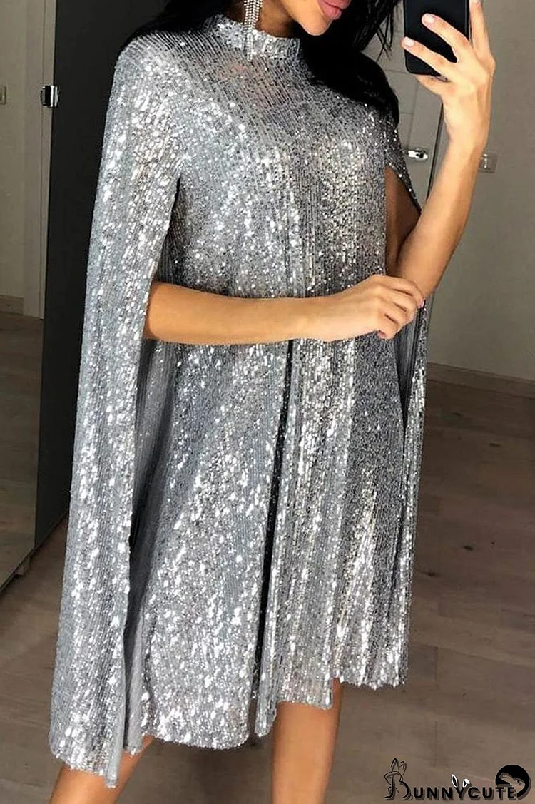 Sparkly Sequined Cloak Dress