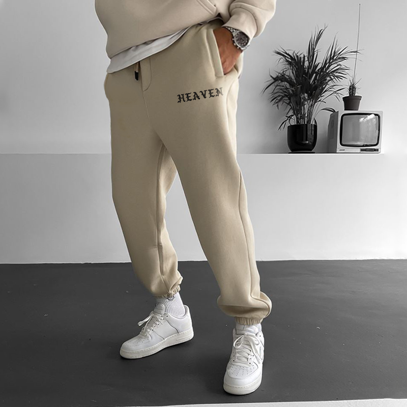 Simple 'HEAVEN' Faith Print Sweatpants-barclient