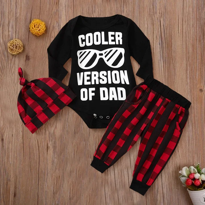 3PCS Cooler Version of Dad Letter Printed Baby Set
