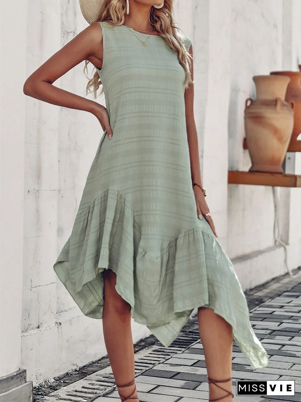 Retro Green Comfortable Loose Pullover Elegant Dress