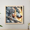 Diamond Painting-DIY Full Round Drill Girl Wolf(40*40 CM)