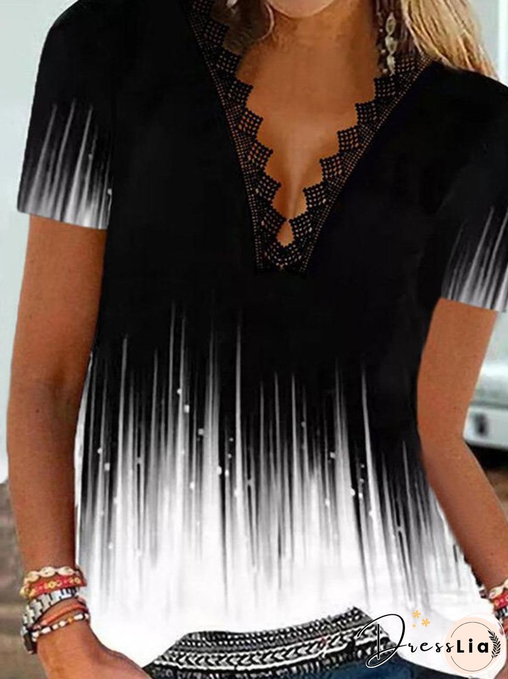 Casual Plus Size Printed Short Sleeve T-Shirt