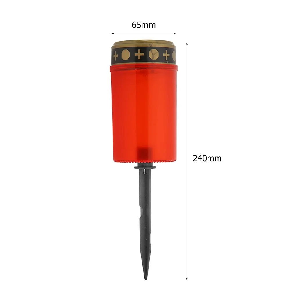 Solar Power Grave Lawn Light Flameless Electronic LED Candle Lamp (Red)