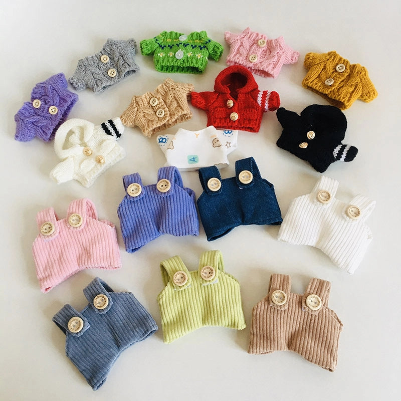 17cm Vinyl Plush Doll Clothes Pull Cloth Pendant T-shirt Button Suspender Pants Clothing Accessories Blind Box Doll Clothes