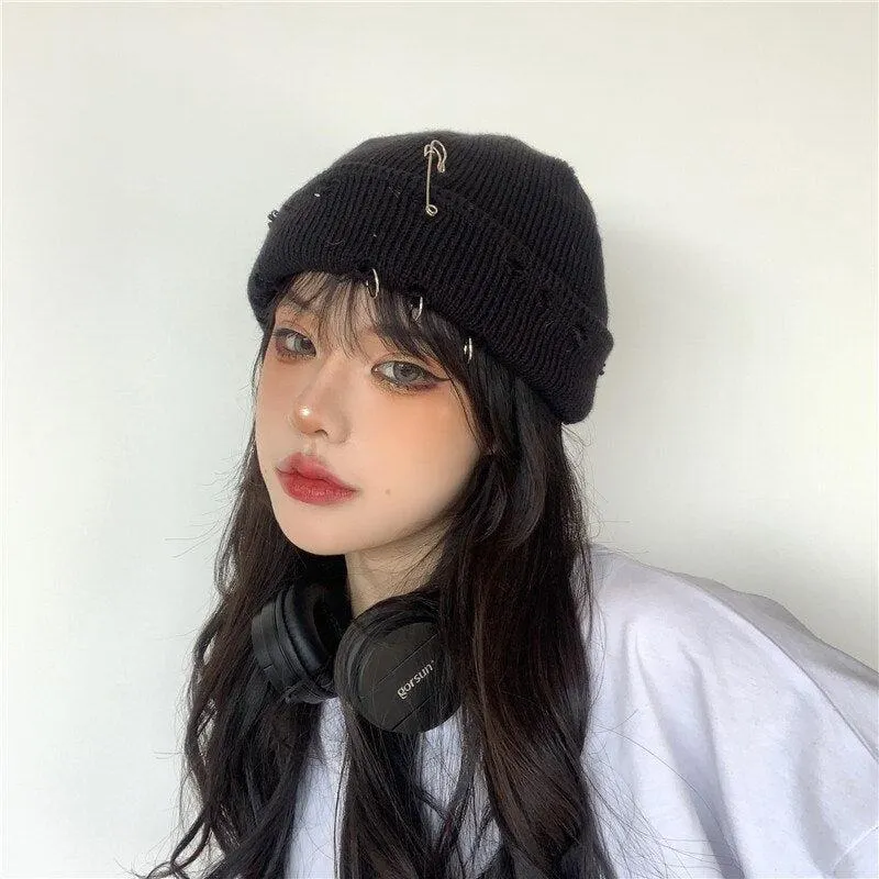 Brownm Distressed Beanie