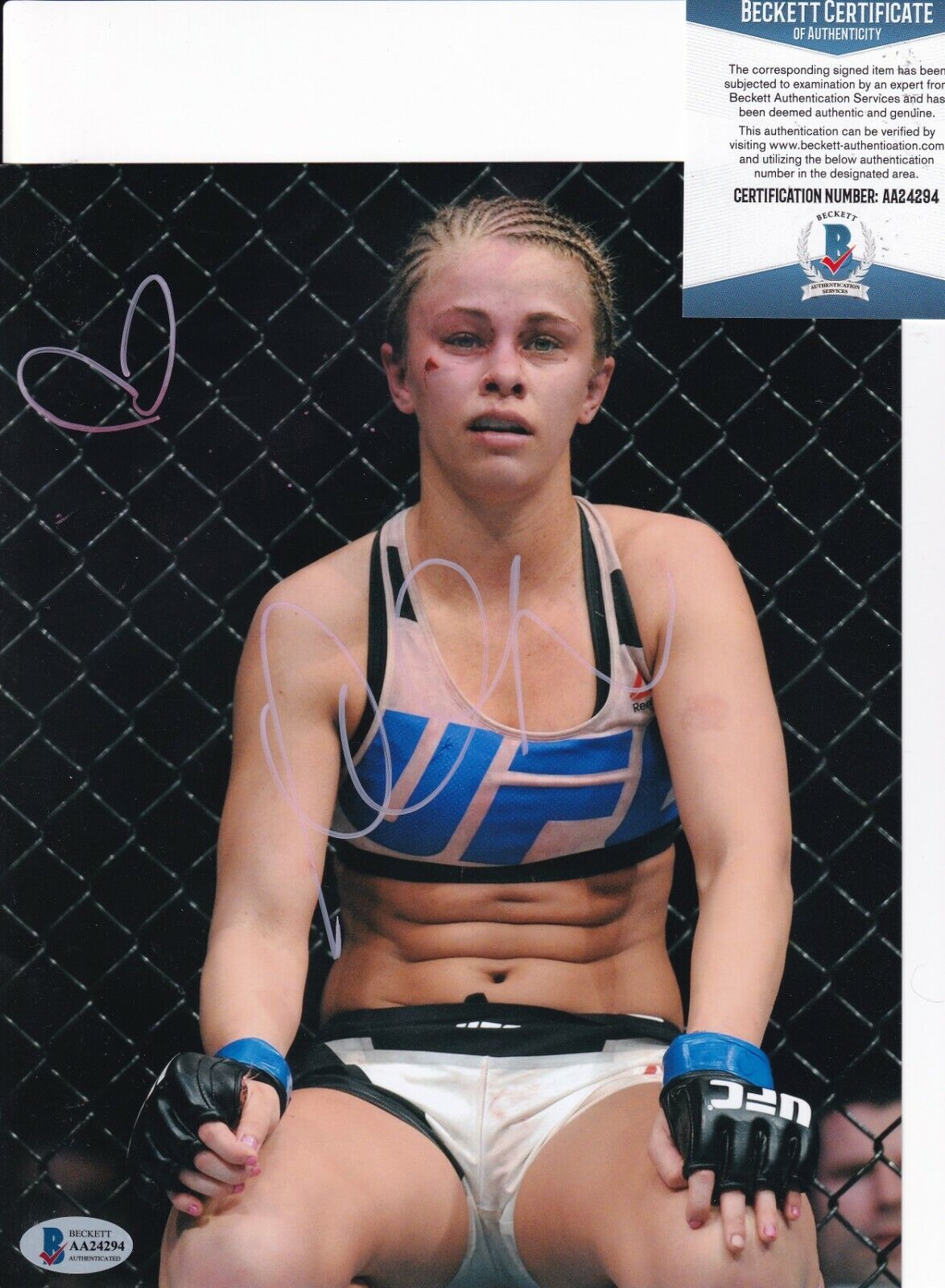 PAIGE VANZANT signed (UFC FIGHTING) Bare Knuckle 8X10 Photo Poster painting BECKETT BAS AA24294