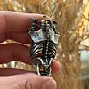Original S925 Sterling Silver Bone Sword Angel Skull Pendant