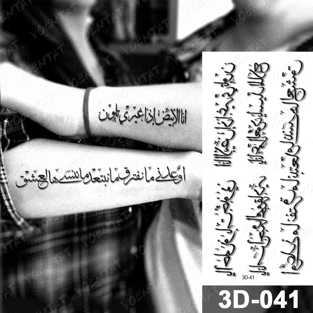 Arabic Language Waterproof Temporary Tattoo Sticker Black Love Text Word Letter Body Art Arm Couple Fake Tatoo For Women Men