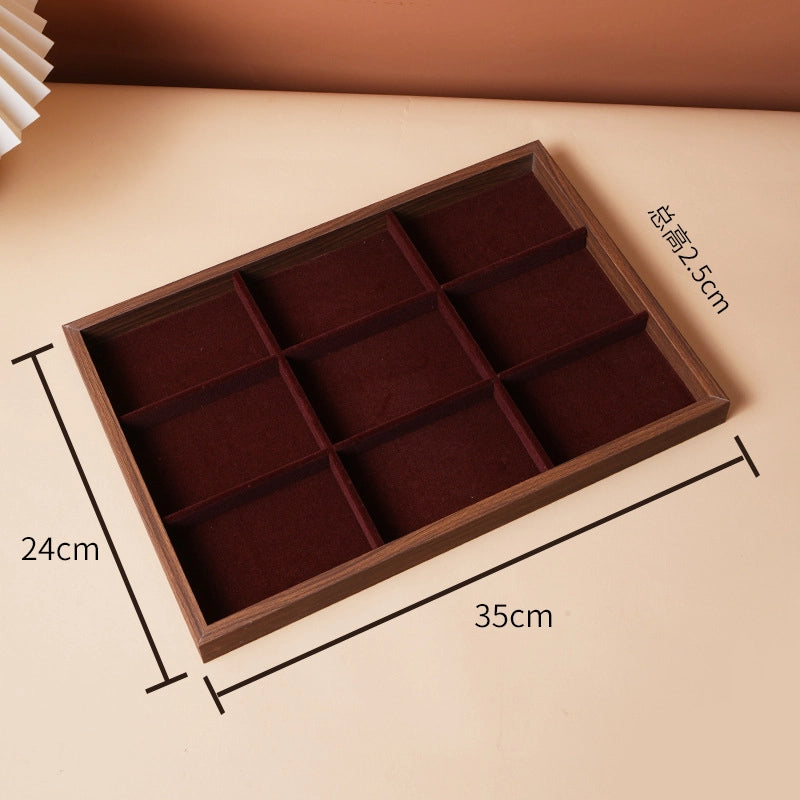 1 Piece Walnut Retro Solid Color Jewelry Display