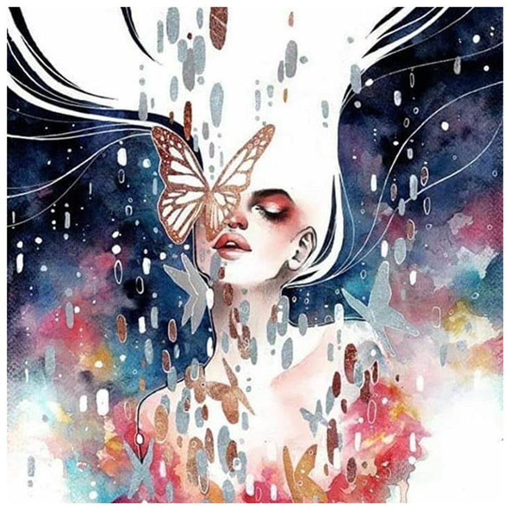 

30*30CM-Round Drill Diamond Painting-Butterfly Woman, 501 Original