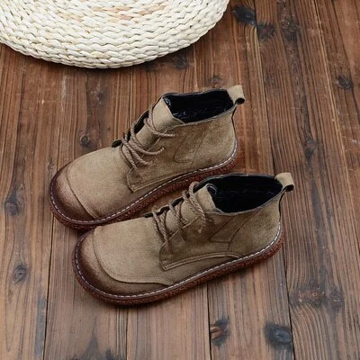 Yyvonne Retro Short Boots Japanese Thick-Sole Students Doll Shoes Mori Round Head Lace-Up Ankle Boots College Wind Womens Boots