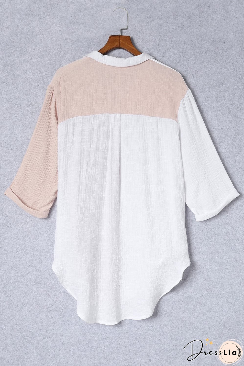Three-Quarter Sleeve Linen Cotton Blend Top