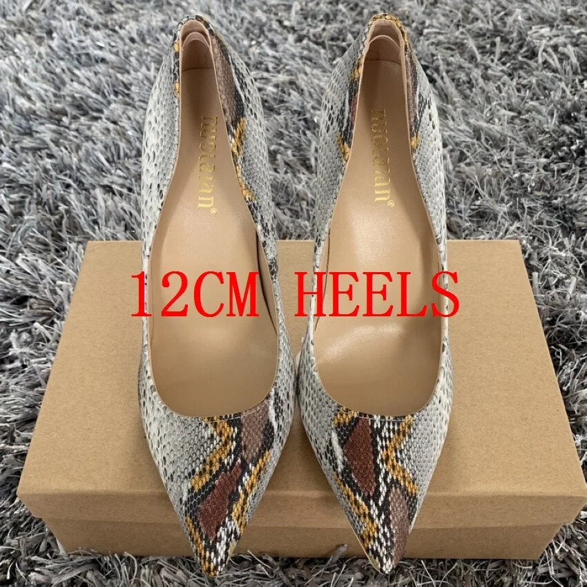 New fashion woman shoes snake printing party wedding shoes big size 35-42 sexy pointed toe female high heels pumps women shoes