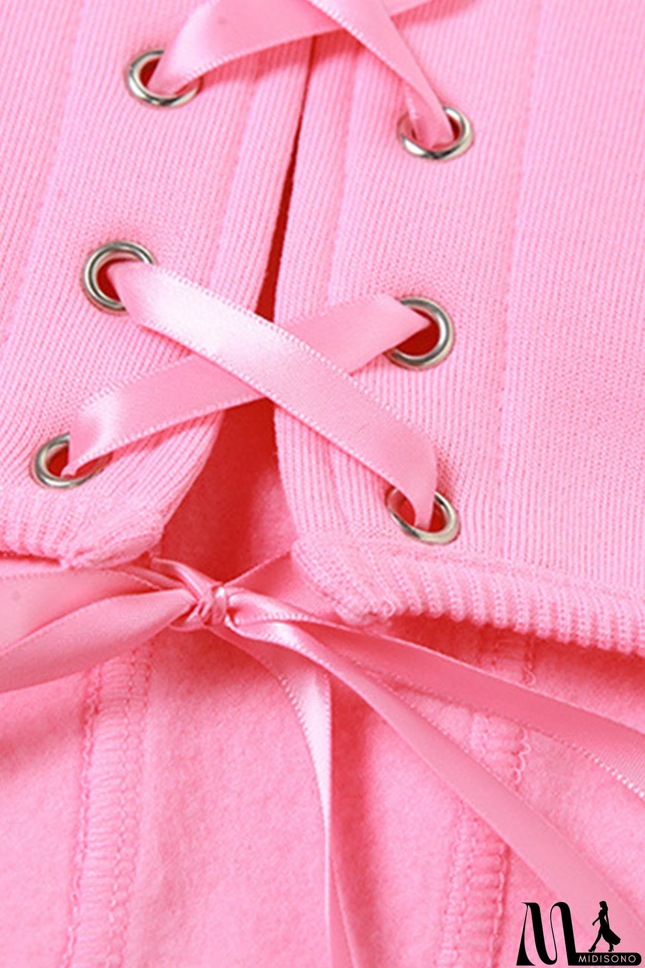 MidiSono - Cover-up Hoodie Corset Vest Three-piece Pants Suits