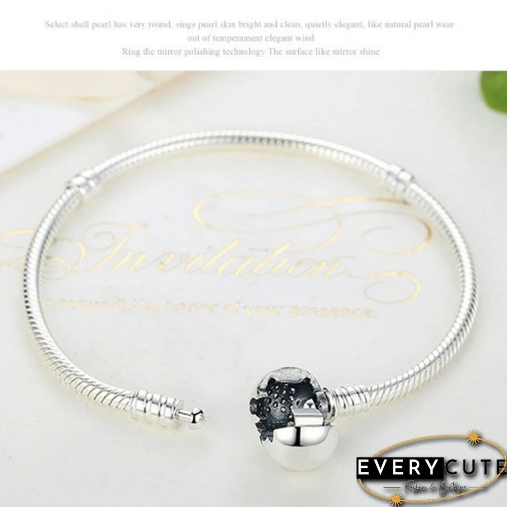 Women Fashion NEW 925 Sterling Silver White Pink Flashing Zircon Arrow Heart Snake Chain Bracelet For European Bangle Bracelet Jewelery Making DIY