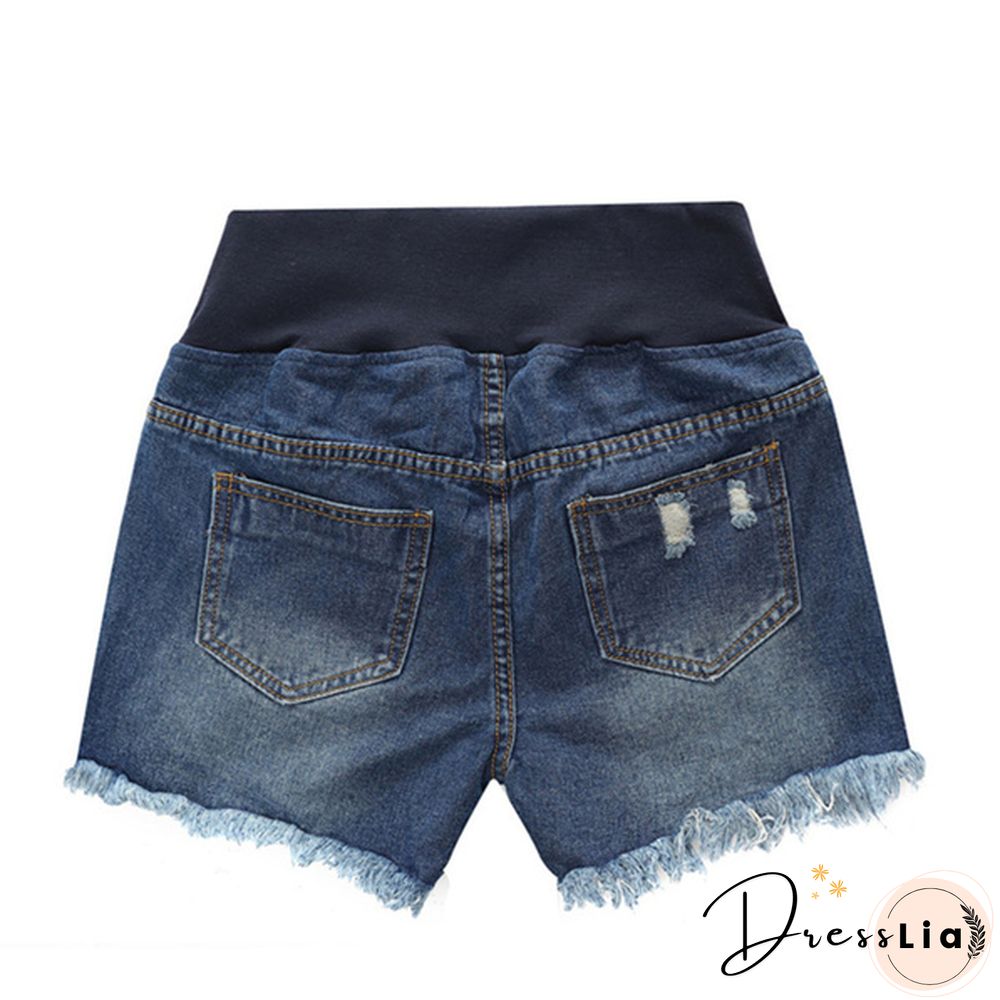 Pregnant Women's Ripped Hole Loose Denim Maternity Shorts Summer Casual Belly Clothes
