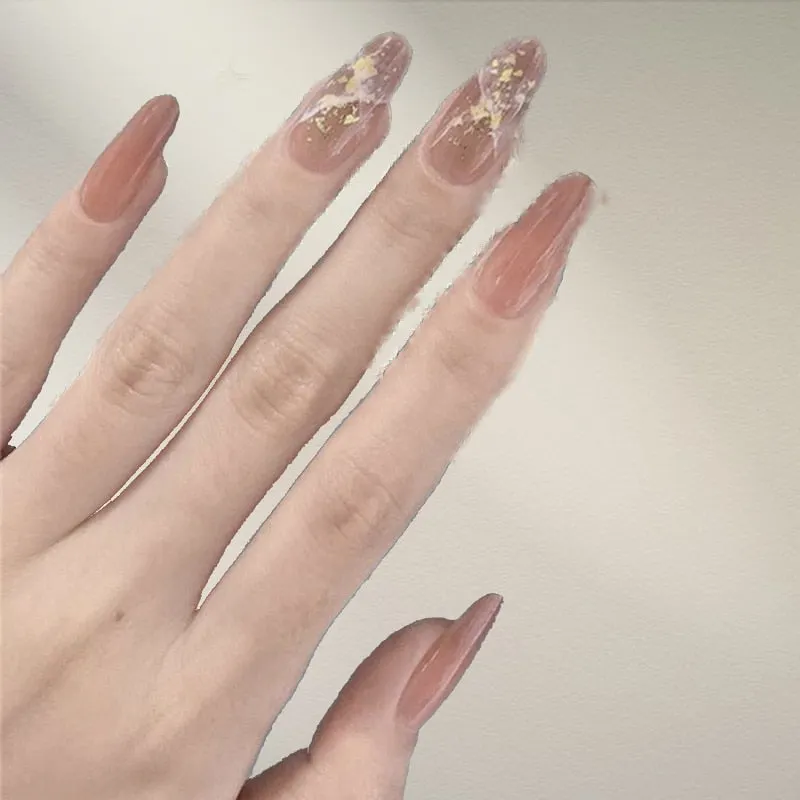 New Full Cover long stiletto nail tips Fashion Japanese Style matte false nails Light Purple Solid Color fake nails with glue 24-Nail Inspo