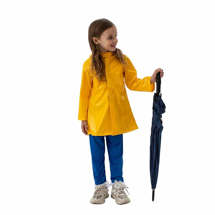 Kids Children Horror Coraline Coraline Yellow Coat Outfits Cosplay Costume Halloween Carnival Suit