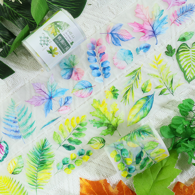 PET 테이프 - 50mm*200cm 빈티지 식물 잎 무늬