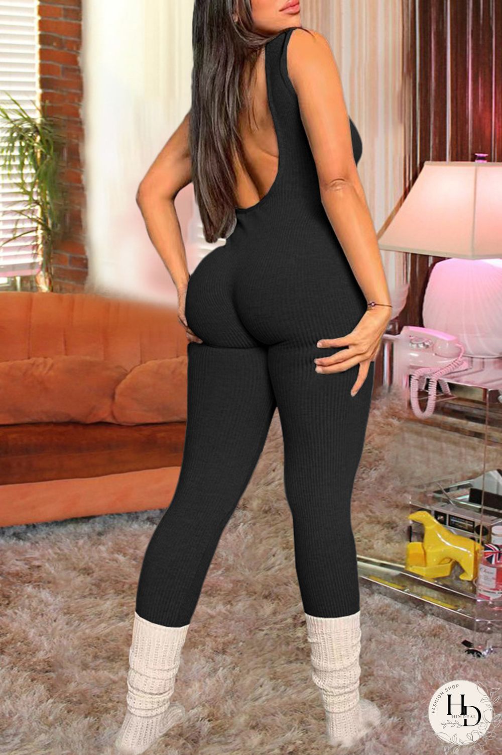 Grey Fashion Casual Solid Backless O Neck Skinny Jumpsuits