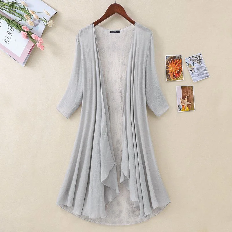 Summer Elegant Long Shirt Lace Crochet Cardigan ZANZEA Women Open Front 3/4 Sleeve Hollow Kimono Casual Blouse Femme Tunic Tops