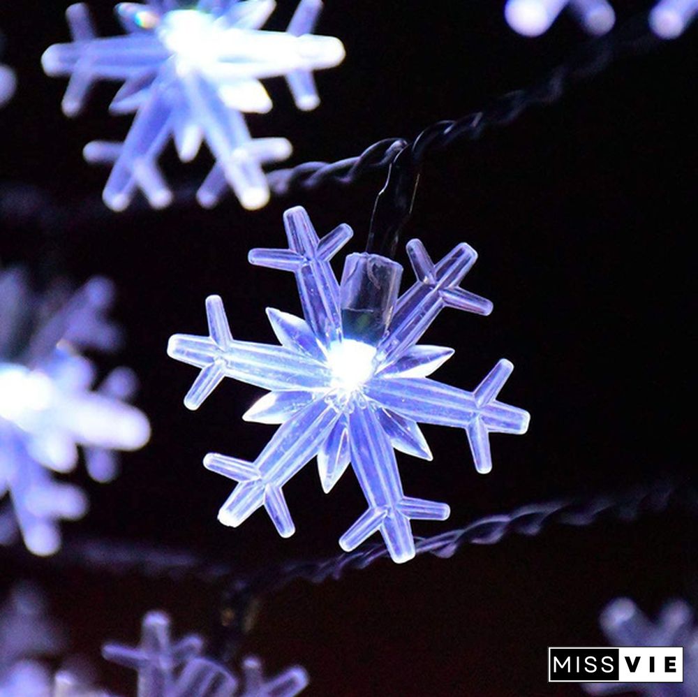 Battery Operated Snowflake Fairy String Lights For Indoor Outdoor Home Bedroom Patio Room