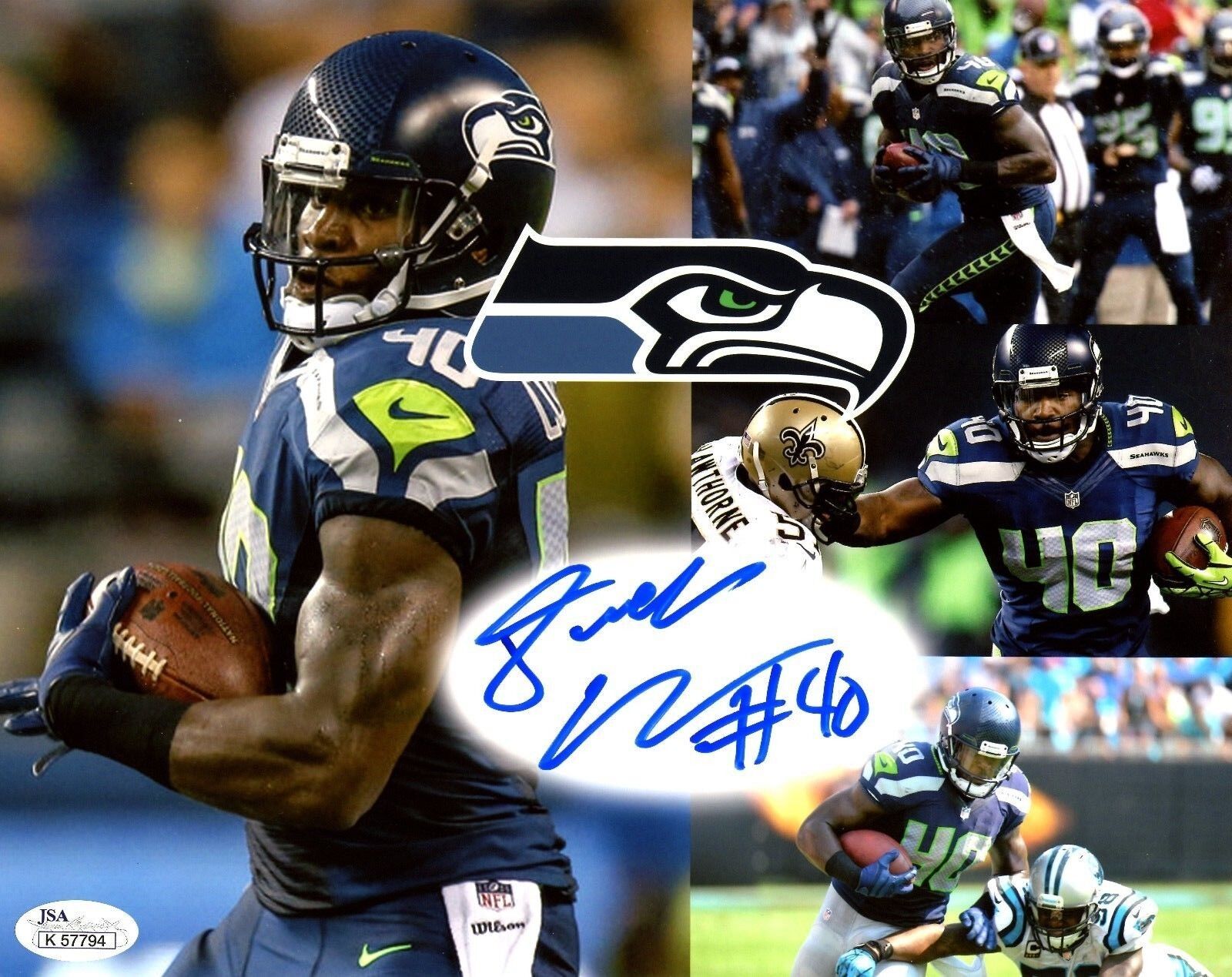 JSA Derrick Coleman 8x10 Autographed Signed AUTO Seahawks SB 48 Champ Photo Poster painting W