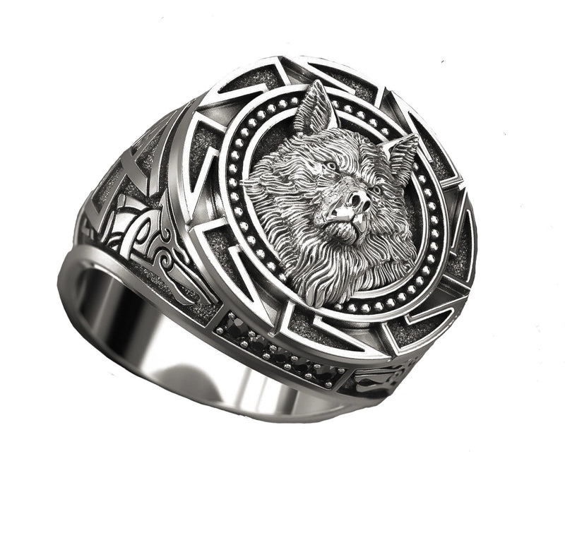 Wish Hot Sale New Viking Warrior Wolf Head Men’s Finger Ring Vintage Celtic Wolf Totem Ring