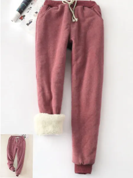 Casual Fluff/Granular fleece fabric Loose H-line Pants
