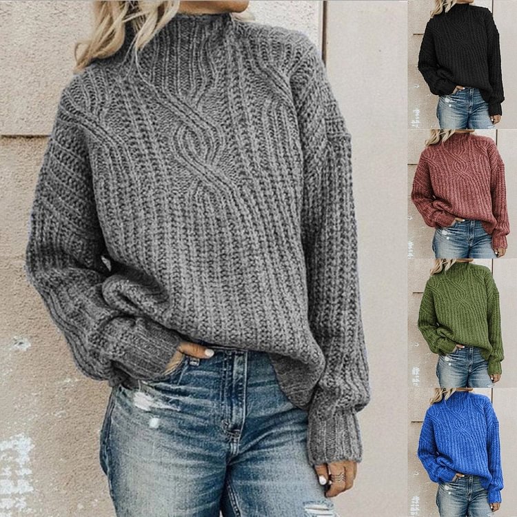 SOLID COLOR KNITTED SWEATER