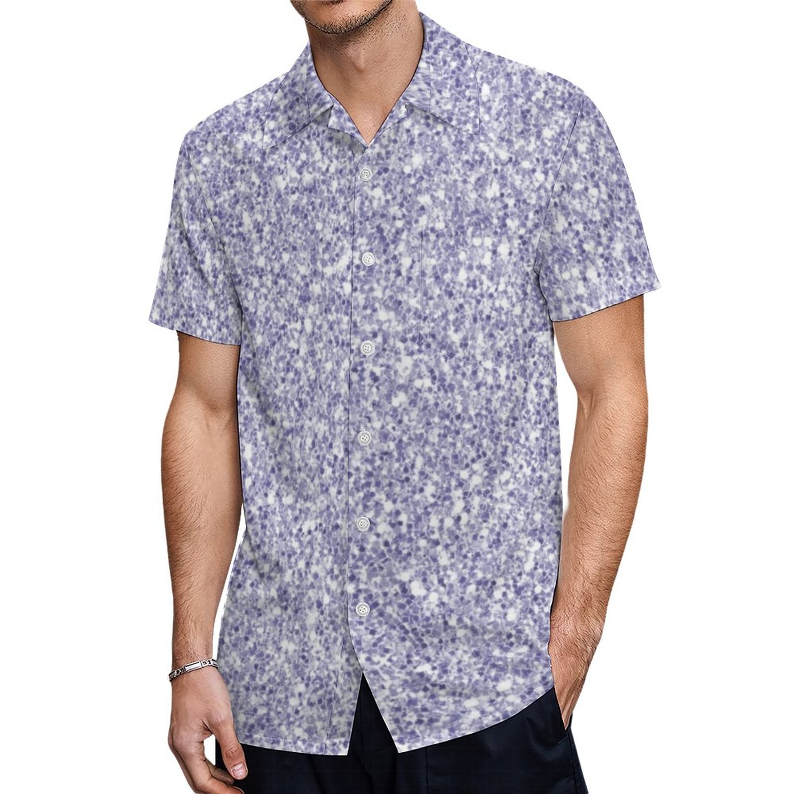 Glam Lavender Lilac Purple Glitter Hawaiian Shirt Mens Button Down Plus Size Tropical Hawaii Beach Shirts