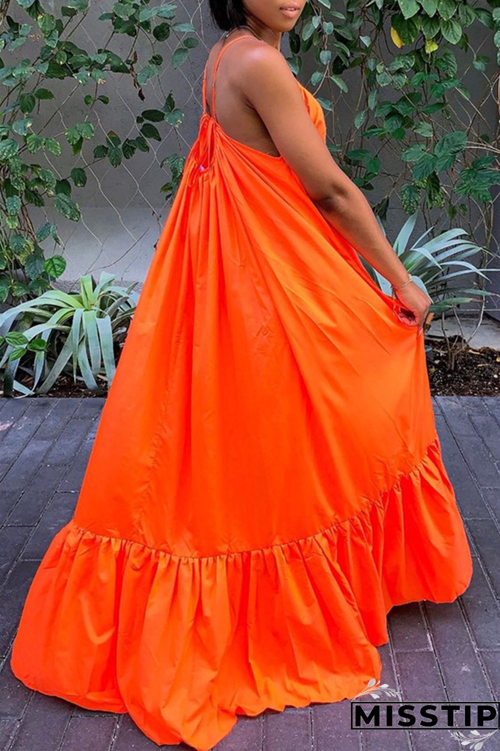 Pink Sexy Casual Solid Backless Spaghetti Strap Loose Sling Dress