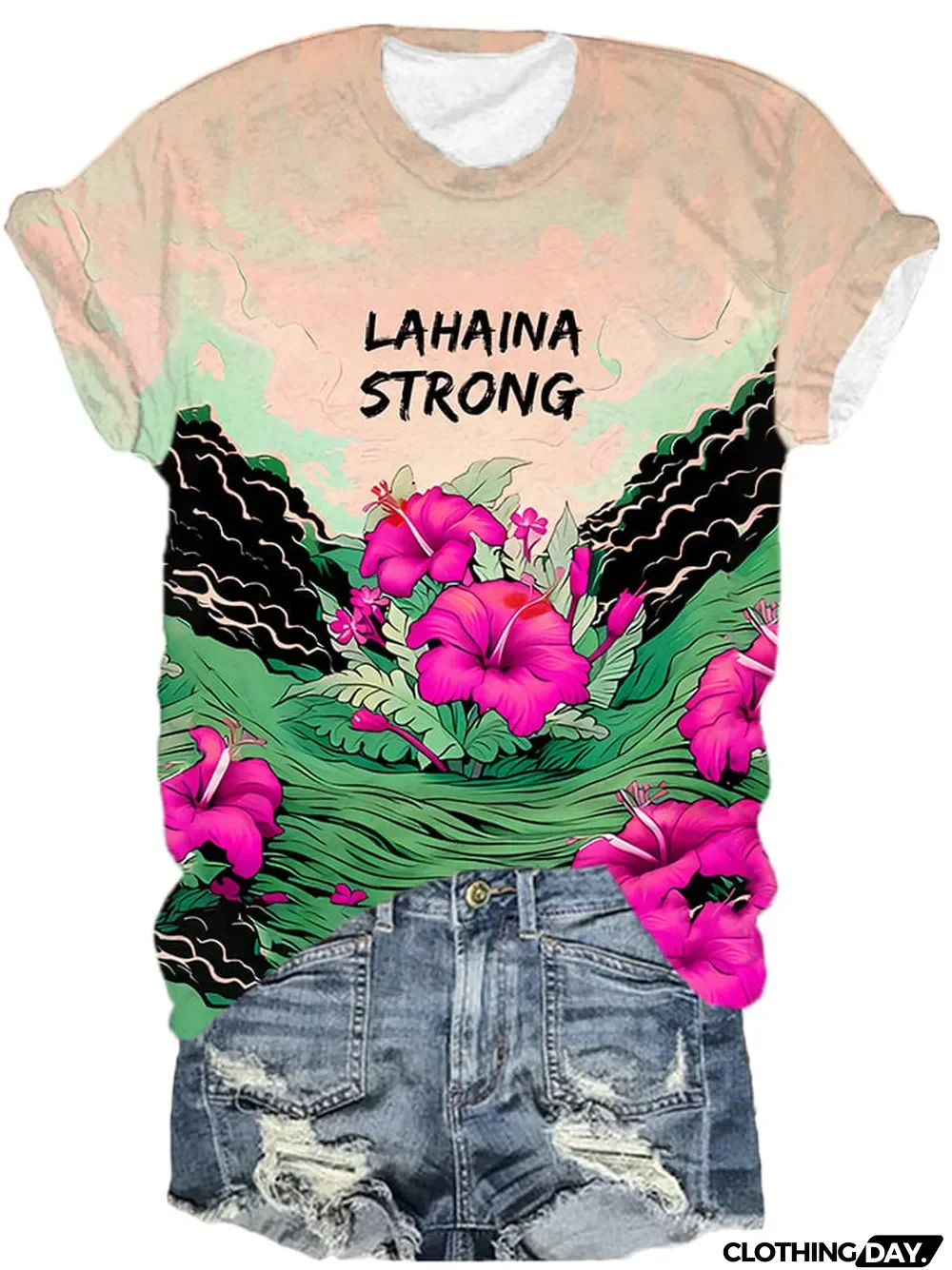 Women's Lahaina Strong Hibicus Casual T-Shirt
