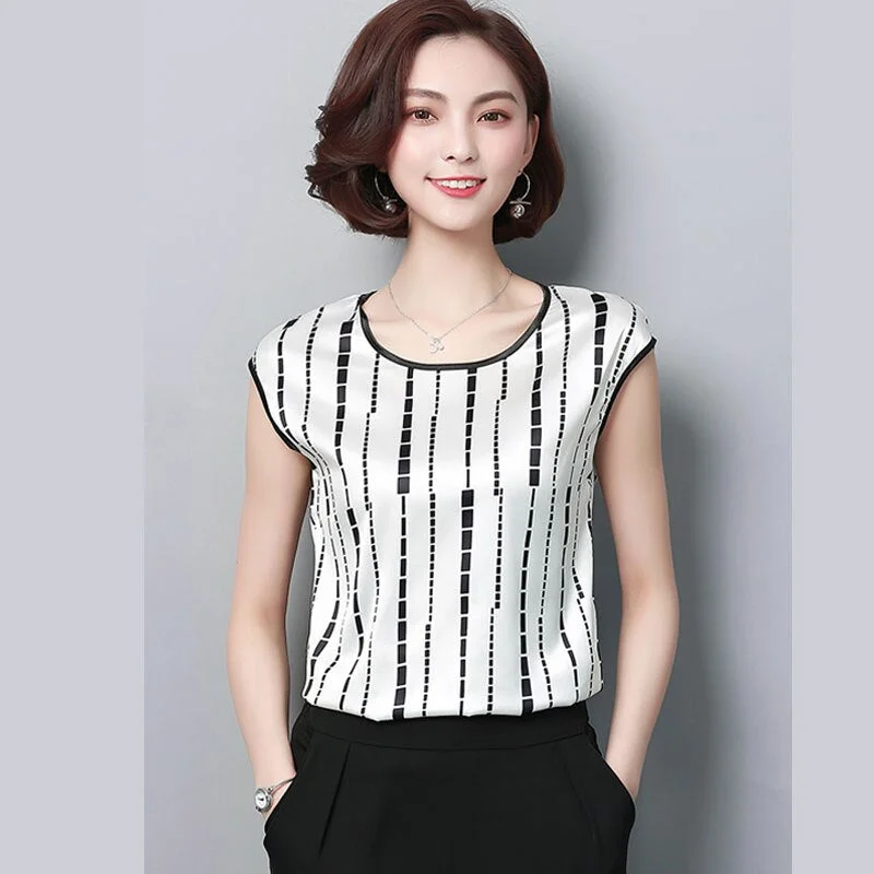 Women's Blouse 2021 Fashion Summer Sexy Casual Silk Shirts  Women Printed Blouse Shirt Tops Party Girls Blusas Femininas D733 30